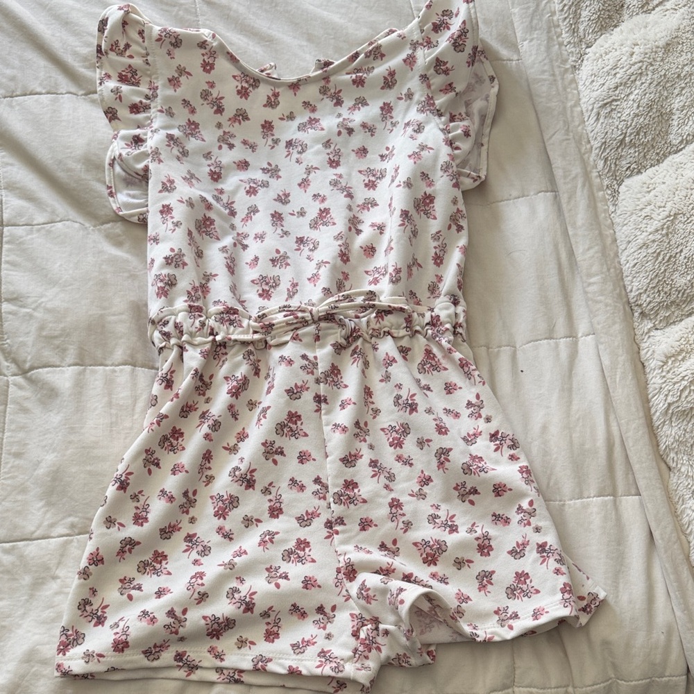 BearPaw Kids Floral Print Pajamas - White and Pink